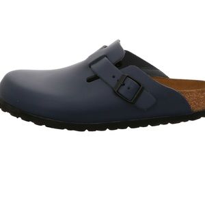 Birkenstock Navy Blue Leather Boston Clogs